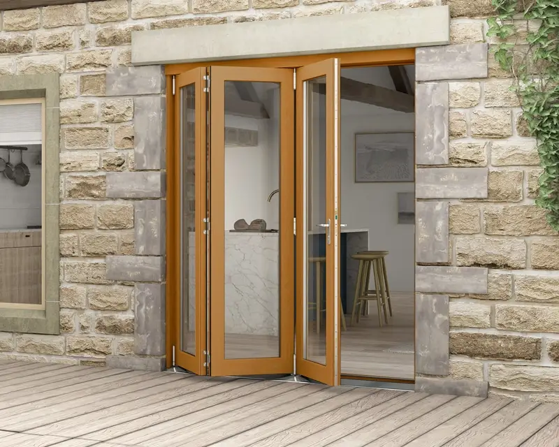 Oak bi-folding doors